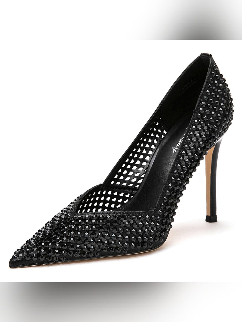 Black Crystal Embellished Pointed Toe Pumps - Women